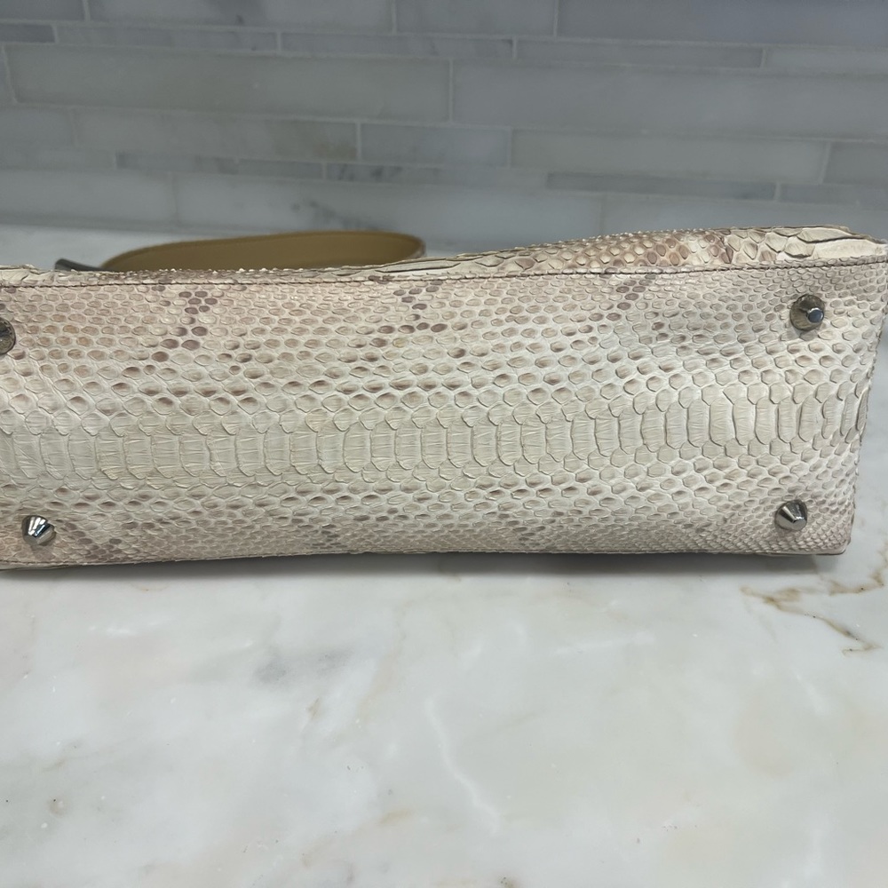 New! Gorgeous Off-White Authentic Python Handbag - image 3